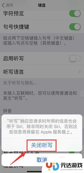 苹果手机语音转换文字怎么关闭